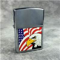 AMERICAN FLAG & EAGLE Polished Chrome Lighter (Zippo 607, 2002)