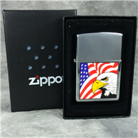 AMERICAN FLAG & EAGLE Polished Chrome Lighter (Zippo 607, 2002)