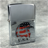 AMERICAN EAGLE FLAG OVERLAY U.S.A. Polished Chrome Lighter (Zippo, 2005)