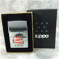 AMERICAN EAGLE FLAG OVERLAY U.S.A. Polished Chrome Lighter (Zippo, 2005)