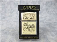 Linda Layden SCRIMSHAW WOLVES Brushed Chrome Lighter (Zippo, 2005)