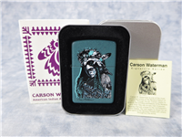 Carson Waterman AMERICAN INDIAN REFLECTION Matte Turquoise Lighter (Zippo, 2002)