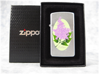 LILAC FLOWER Color Printed Satin Chrome Slim Lighter (Zippo, 2004)  