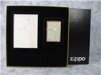 BUNNY WITH SKATE Brushed Brass Lighter (Zippo, Petty Pretty Girl Collection Series II, 1999)