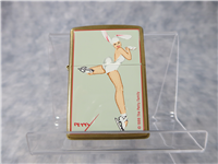 BUNNY WITH SKATE Brushed Brass Lighter (Zippo, Petty Pretty Girl Collection Series II, 1999)