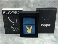 PLAYBOY BUNNY GOLD HEAD Sapphire Chrome Lighter (Zippo, 2005)