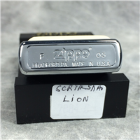 SCRIMSHAW LION Brushed Chrome Lighter (Zippo, 2005)