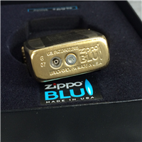 ZIPPO BLU GOLD TUXEDO Double-Sided Brushed Brass Butane Lighter (30005, 2007)