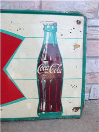 1960's SIGN OF GOOD TASTE 32" Metal Coca-Cola Fishtail Advertising Sign MCA 466
