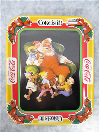 1982 SANTA & ELVES "Coke is it!" Metal Lithograph Coca-Cola Serving Tray 