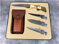 1999 CASE XX USA XX-CHANGER Stag Lockback Knife w/ 4 Blades & Sheath