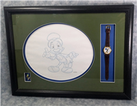 One-Of-A-Kind JIMINY CRICKET Signed & Framed Original Disney Parks Artist Sketch, Pedre Watch & Collector's Pin