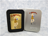 Camel GINGER STANDING/PINUP Limited Edition Brushed Brass Lighter (Zippo, CZ376, 2000)