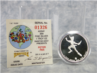 Disney Around The World PETER PAN 1 Ounce .999 Fine Silver Proof Medal (Rarities Mint, 1988)