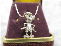 Vintage 1978 MICKEY MOUSE 5/8 inch 3D Sterling Silver Licensed Disney Pendant & 15 inch Necklace (2.6 grams)