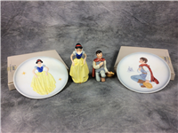 Walt Disney Co SNOW WHITE & PRINCE Figurines & Mini Plate 4-Pc Lot (Goebel, TMK 6)