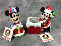 Vintage MICKEY MOUSE Giftware Christmas Figurines Lot of 2 (Walt Disney Productions)