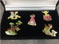WALT DISNEY CLASSICS COLLECTION Pin Set of 5 in Case - Donald Tinkerbell Bambi & More