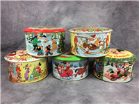 Lot of 5 Sealed Vintage DISNEY Limited Edition Christmas Candy Tins (Walt Disney Productions)