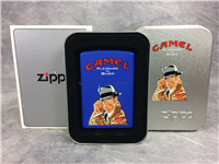 Camel PLEASURE TO BURN DETECTIVE Royal Blue Matte Lighter (Zippo, CZ339, 2000)