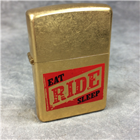 ZIPPO Eat Ride Sleep "Gold Dust" / Antique / Street Brass Lighter (Zippo, 2004)