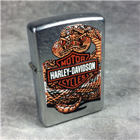 HARLEY DAVIDSON Logo & Snake Serpent Street Chrome Lighter (Zippo, 2005) SEALED