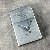 HARLEY DAVIDSON Logo & Eagle Etch Satin Chrome Lighter (Zippo, 2005) SEALED