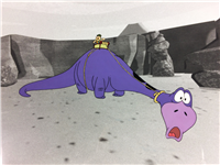FLINSTONES Fred & Dinosaur in Quarry Original Animation Production Cel (Hanna-Barbera, 1960s)