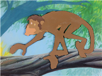 THE JUNGLE BOOK Monkey Original Animation Production Cel & Background (Disney, 1967)