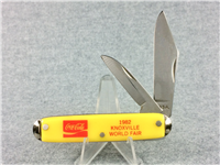 1982 COCA-COLA Novelty Knife Co. Knoxville World Fair Yellow 2-Blade Jack Knife