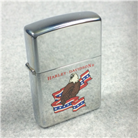 HARLEY-DAVIDSON EAGLE & BANNER Polished Chrome Lighter (Zippo 250ER, 1991)