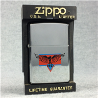 HARLEY-DAVIDSON EAGLE RED BLUE LOGO Polished Chrome Lighter (Zippo 250STE, 1991)