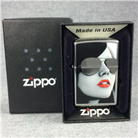 ZIPPO WOMAN IN SUNGLASSES Polished Chrome Lighter (Zippo, 2013) SEALED