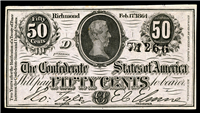 (CSA T-72)  1864 50 cents Confederate States of America Note