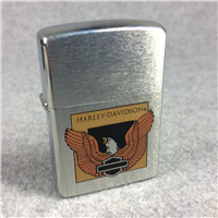 HARLEY-DAVIDSON Eagle Gold/Black Square Brushed Chrome Lighter (Zippo, 1993) SEALED