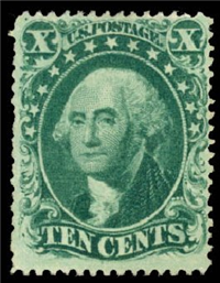 (Scott 32)  USA 1857 10&#162; George Washington (green, type 2)