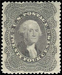 (Scott 37)  USA 1860 24&#162; George Washington (grey lilac)