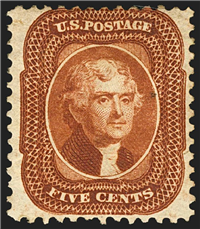 (Scott 42)  USA 1875 5&#162; Thomas Jefferson (orange brown)