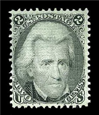 (Scott 93)  USA 1867 2&#162; Andrew Jackson (black, grill)