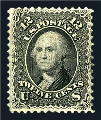 (Scott-97)  USA 1867 12c George Washington (black, grill)