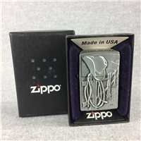 ZIPPO Resting Cowboy Emblem Brushed Chrome Lighter (Zippo, 2011) NIB