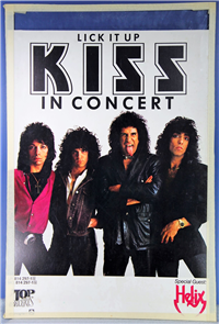 Rare KISS IN CONCERT LICK IT UP Poster 24" x 33" World Tour (Top Concerts Phonogram, 1983)