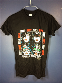 1979 KISS WORLD TOUR SECURITY Aucoin / Niocua Black T-Shirt M Medium 38-40