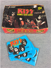 1978 KISS Bubble Gum Cards Empty Display Box with 3 Wrappers (Donruss, Aucoin)