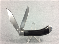2-Blade Saddlehorn Buffalo Horn  with Interesting Filework - Remington Sportsman Sheath