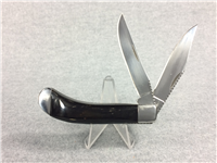 2-Blade Saddlehorn Buffalo Horn  with Interesting Filework - Remington Sportsman Sheath