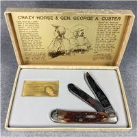 1985 CASE XX USA 6254 Ltd CRAZY HORSE & GENERAL CUSTER Jig Bone Trapper Knife
