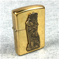 CIGAR STORE INDIAN Emblem Polished Brass Lighter (Zippo, 1996)  SEALED