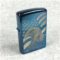 AMERICAN FLAG & EAGLE Polished Blue Sapphire Lighter (Zippo, 2008)  SEALED
