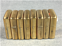 ANHEUSER-BUSCH Set of 8 Brass Lighters w/ Table Top Store Display (Zippo, 1993)  